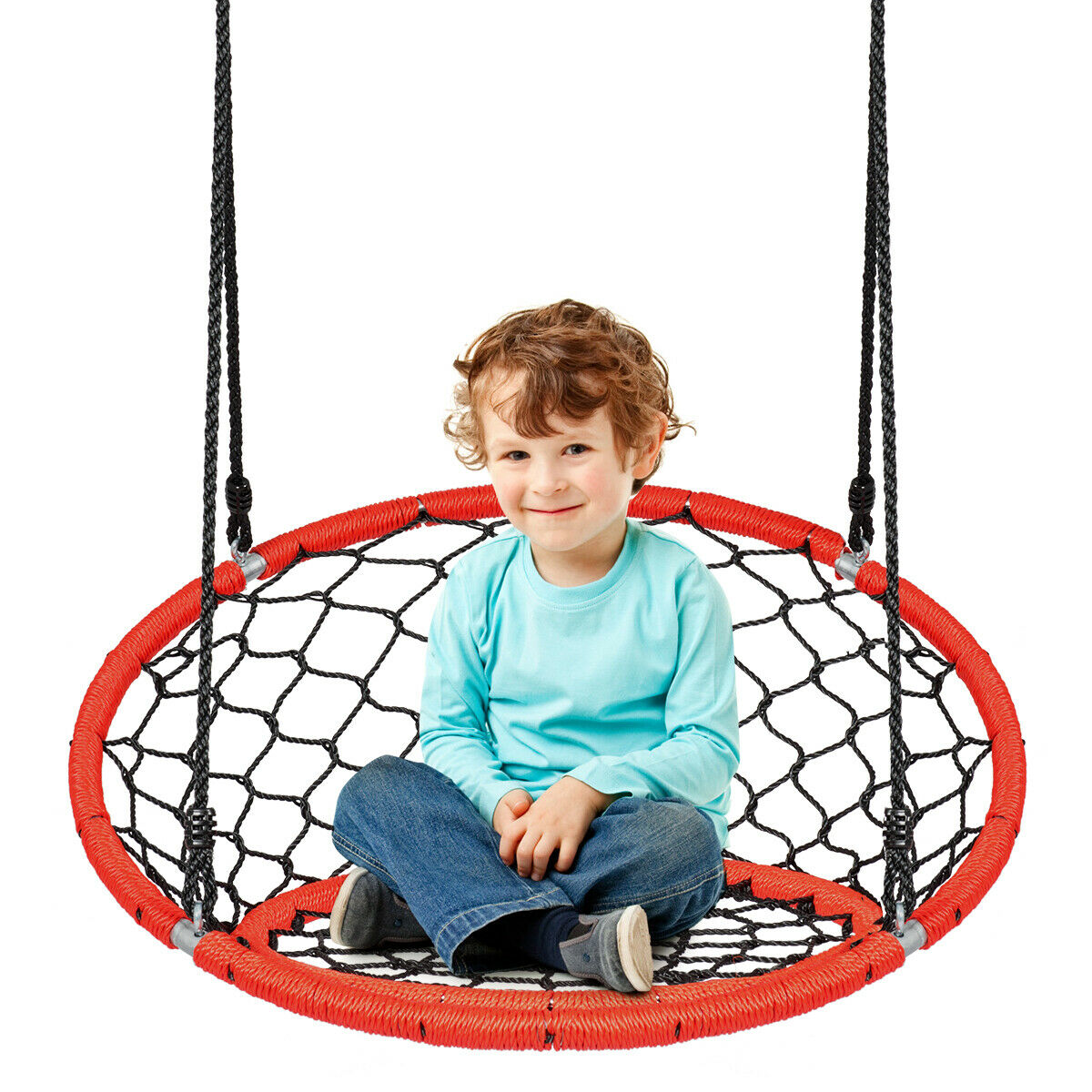 Web Net Hanging Swing Chair Tree Set-Orange