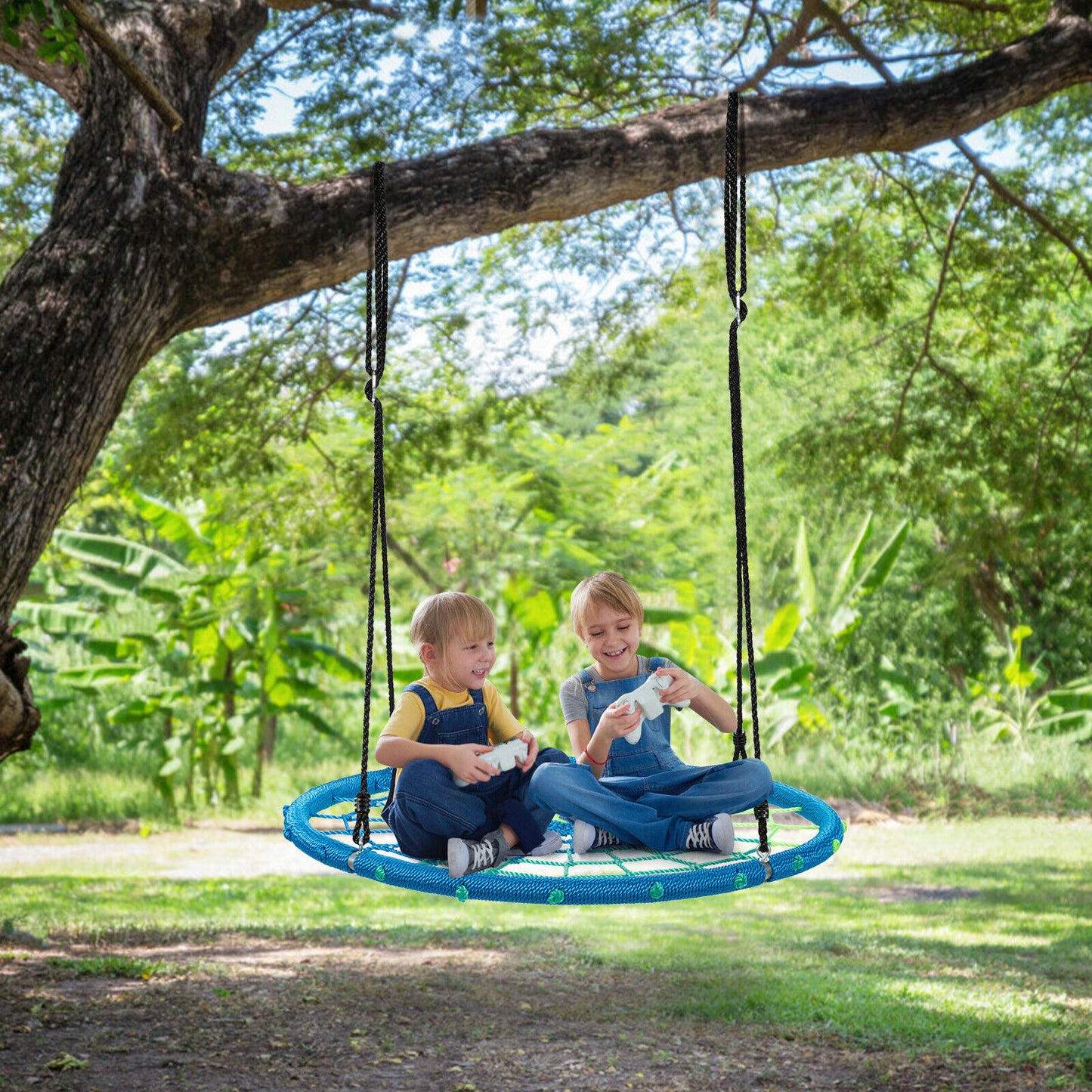 100cm Spider Web Tree Swing Round Children-Blue