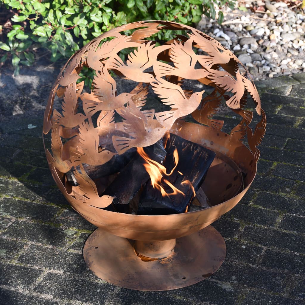 Esschert Design Fire Pit Laser Cut Birds Rust