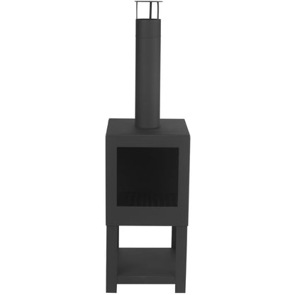 Esschert Design Outdoor Fireplace with Firewood Storage Black FF410