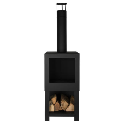 Esschert Design Outdoor Fireplace with Firewood Storage Black FF410