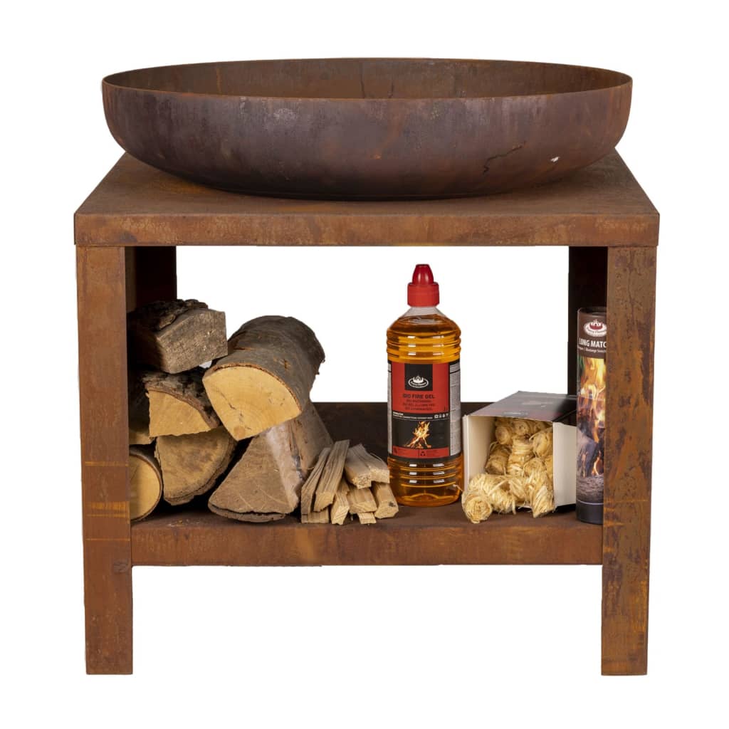 Esschert Design Fire Bowl with Wood Storage 62 cm Rust