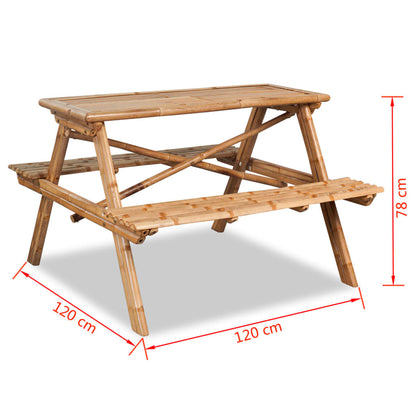 Picnic Table 120x120x78 cm Bamboo