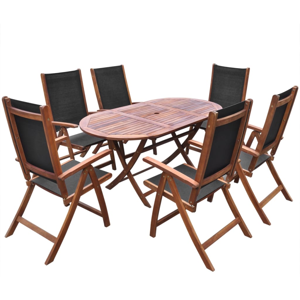 9 Piece Outdoor Dining Set with Cushions Solid Acacia Wood