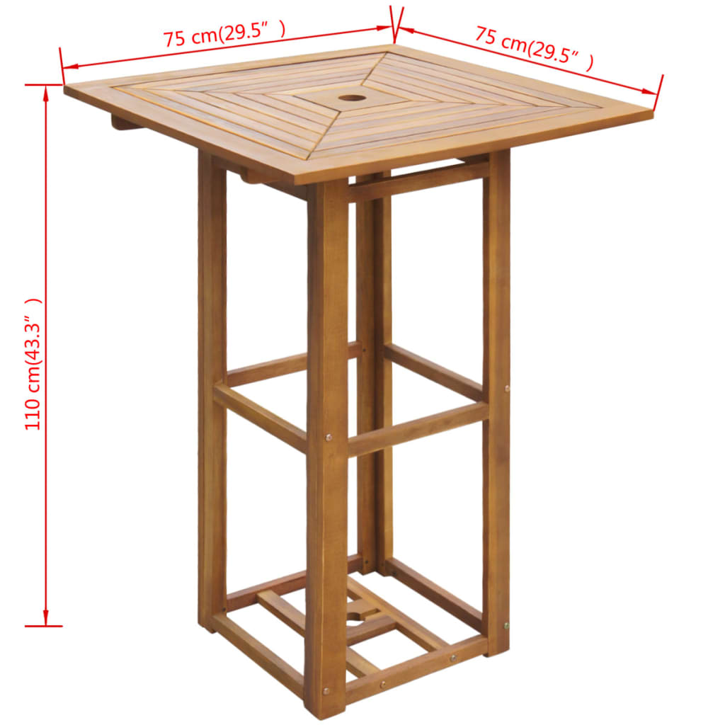 Bistro Table 75x75x110 cm Solid Acacia Wood