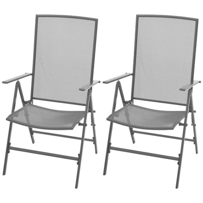 3 Piece Bistro Set with Folding Chairs Steel Anthracite