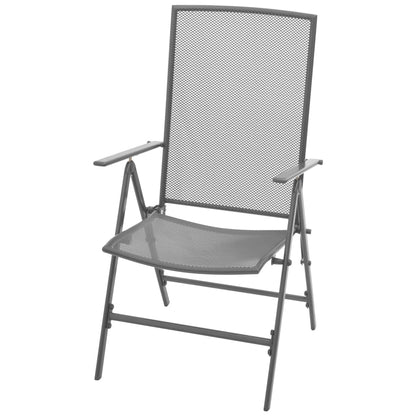 3 Piece Bistro Set with Folding Chairs Steel Anthracite