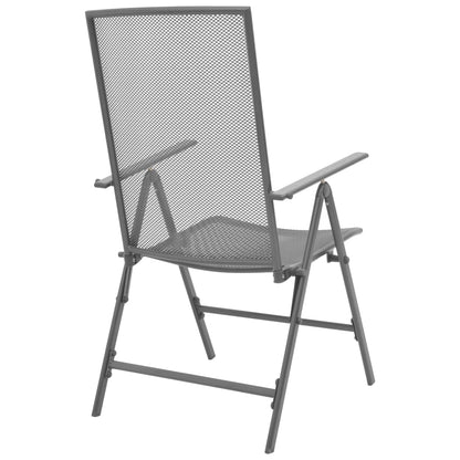 3 Piece Bistro Set with Folding Chairs Steel Anthracite