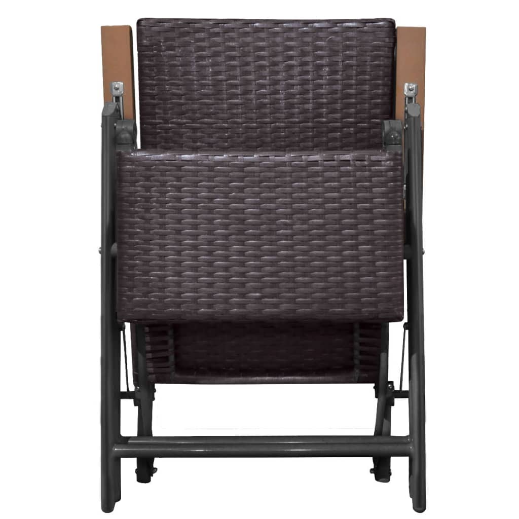 Reclining Deck Chair Poly Rattan Brown