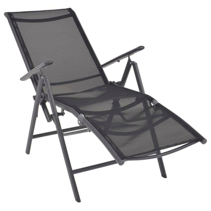 Reclining Deck Chair Aluminium and Textilene Black