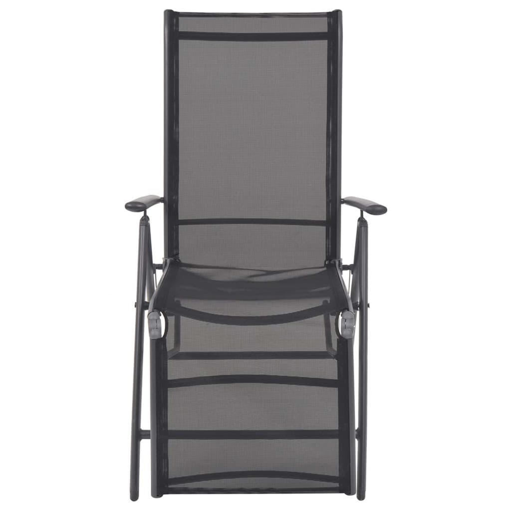 Reclining Deck Chair Aluminium and Textilene Black