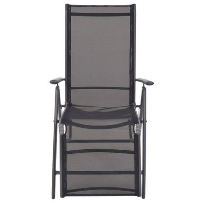 Reclining Deck Chair Aluminium and Textilene Black