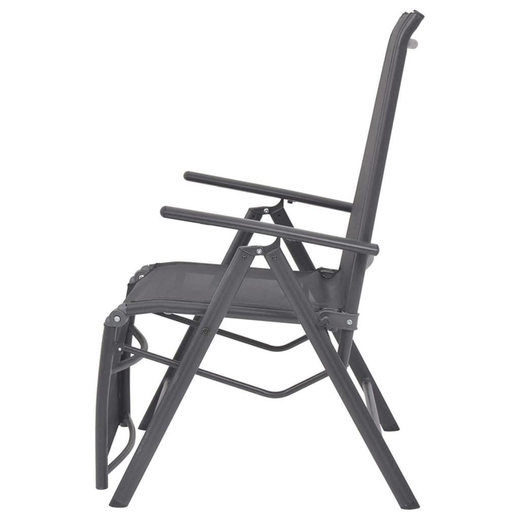 Reclining Deck Chair Aluminium and Textilene Black