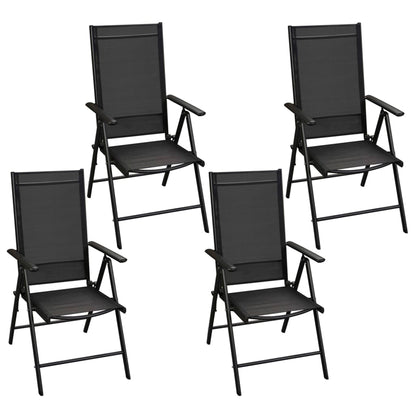 5 Piece Outdoor Dining Set with Folding Chairs Aluminium Black