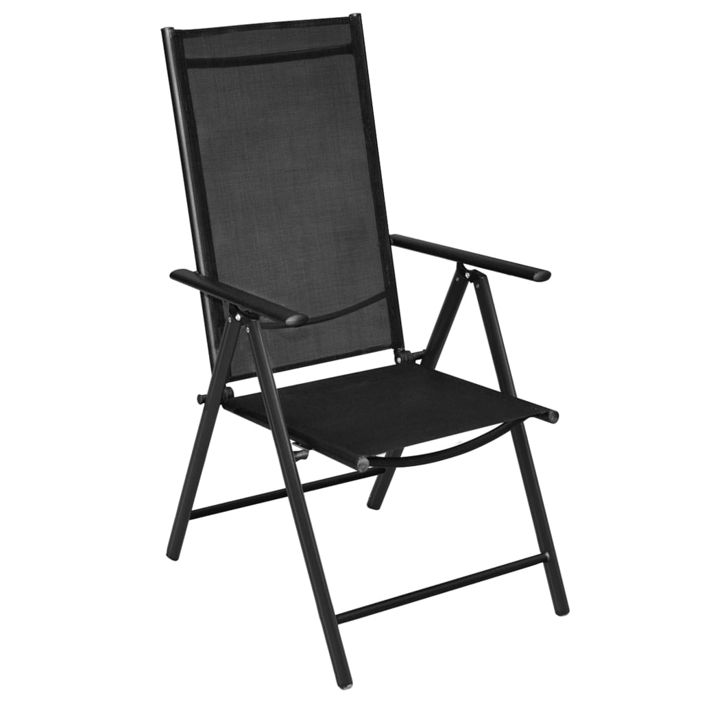 5 Piece Outdoor Dining Set with Folding Chairs Aluminium Black