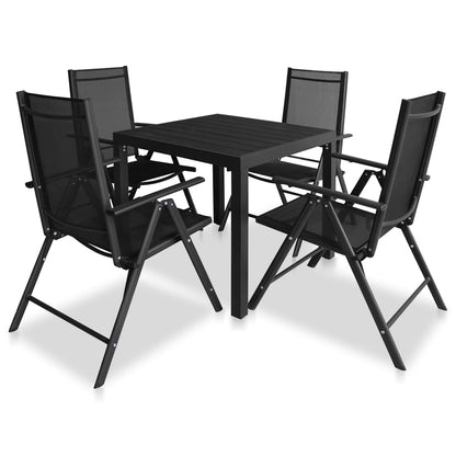 5 Piece Outdoor Dining Set Aluminium and WPC Black