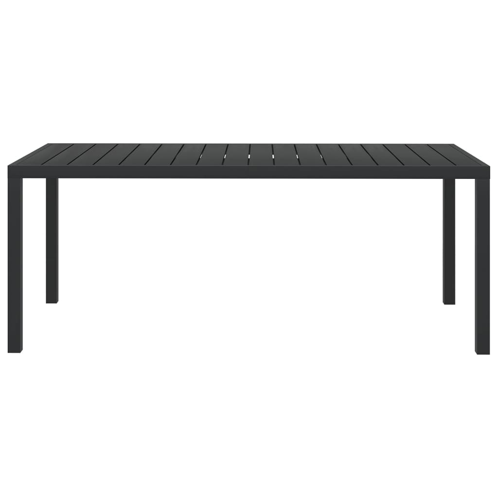 Garden Table Black 185x90x74 cm Aluminium and WPC