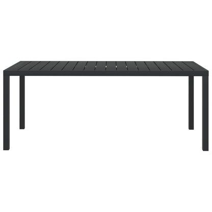 Garden Table Black 185x90x74 cm Aluminium and WPC