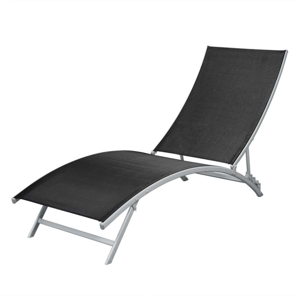 Sun Lounger Steel and Textilene Black