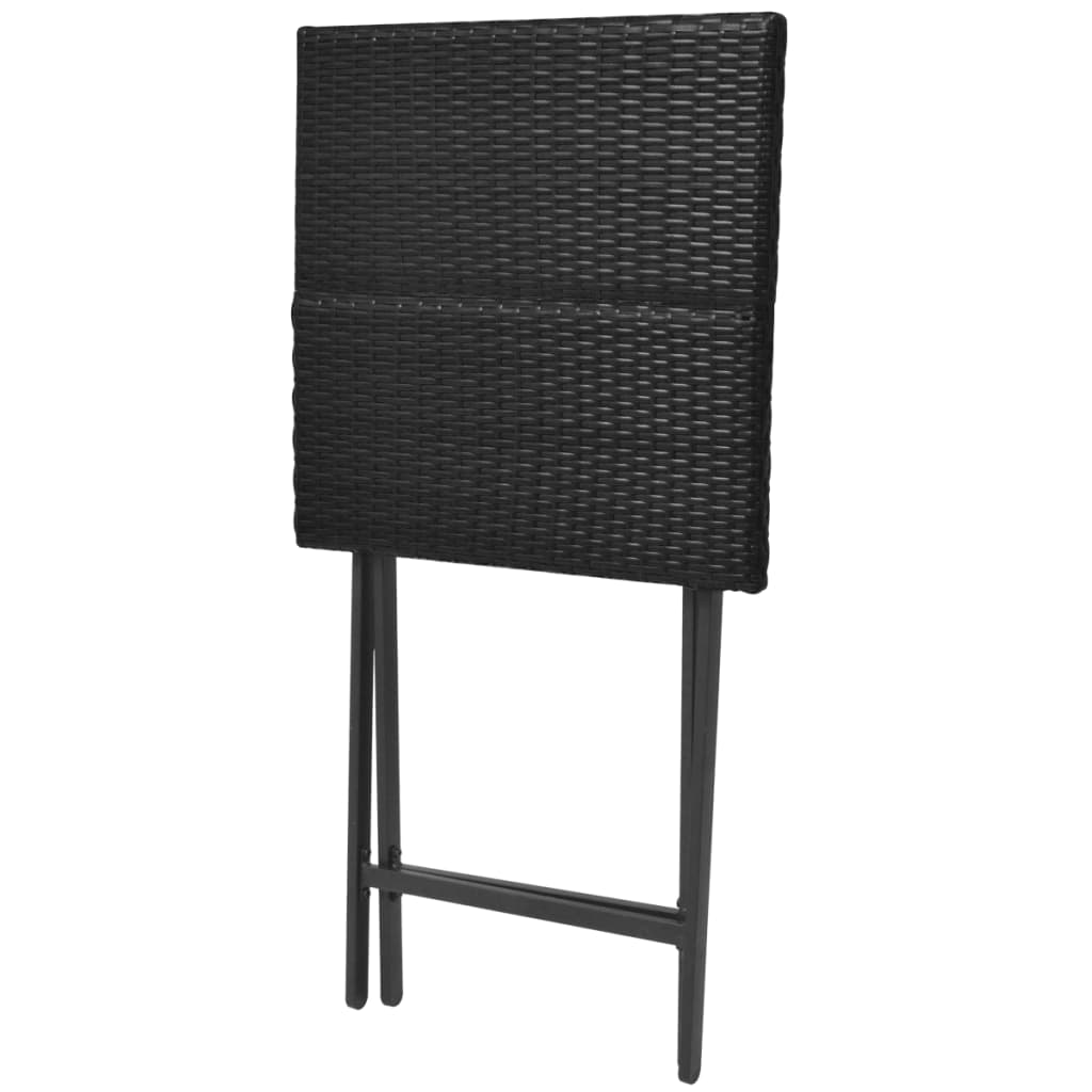 5 Piece Folding Outdoor Dining Set Steel Poly Rattan Black