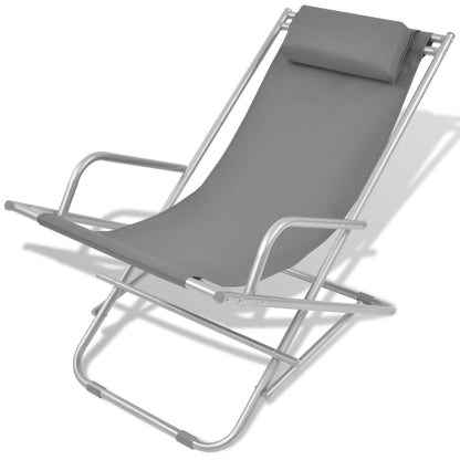 Reclining Deck Chairs 2 pcs Steel Grey