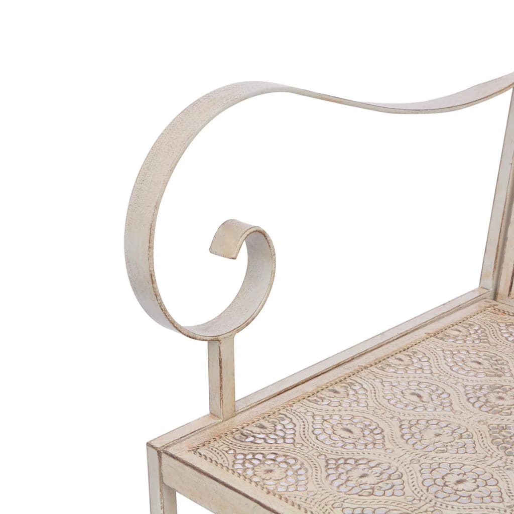 Garden Bench 115 cm Steel Vintage White