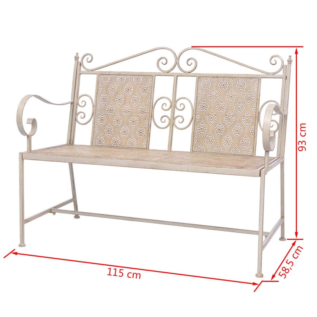 Garden Bench 115 cm Steel Vintage White