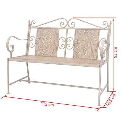 Garden Bench 115 cm Steel Vintage White