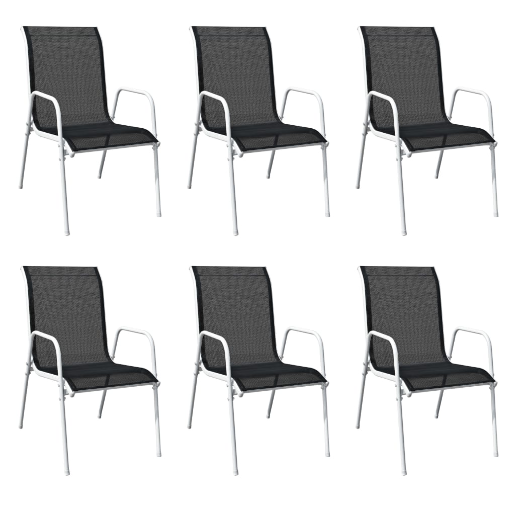 7 Piece Outdoor Dining Set Steel Black