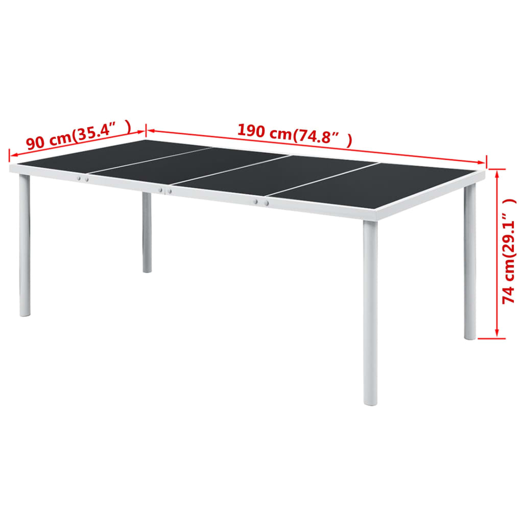 Garden Table 190x90x74 cm Black Steel