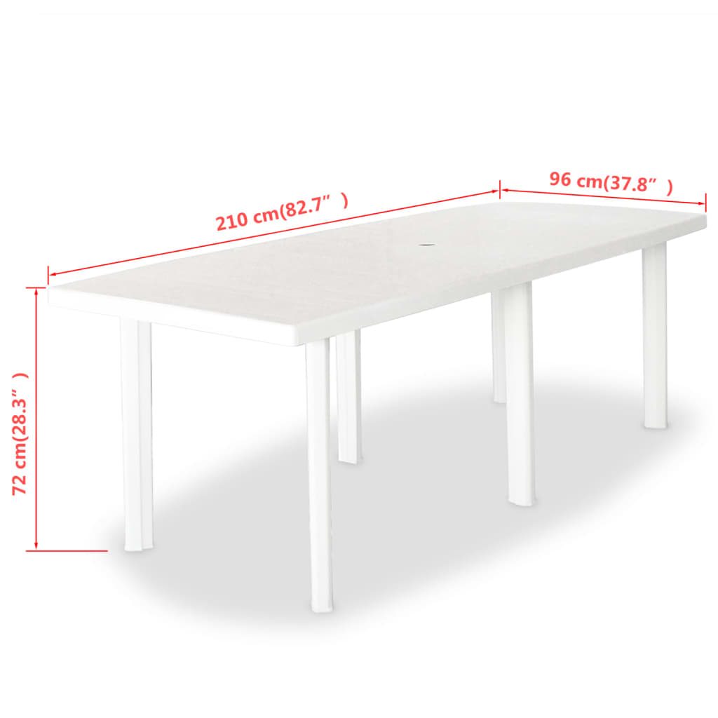 Garden Table White 210x96x72 cm Plastic