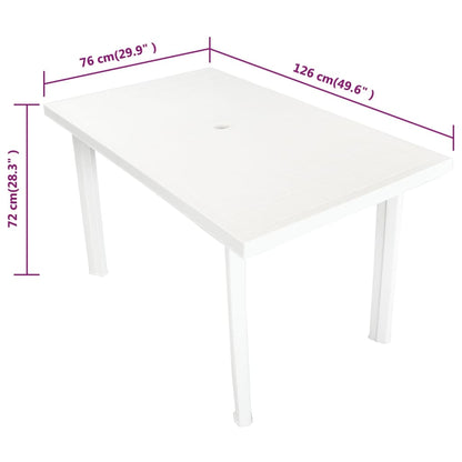 Garden Table White 126x76x72 cm Plastic