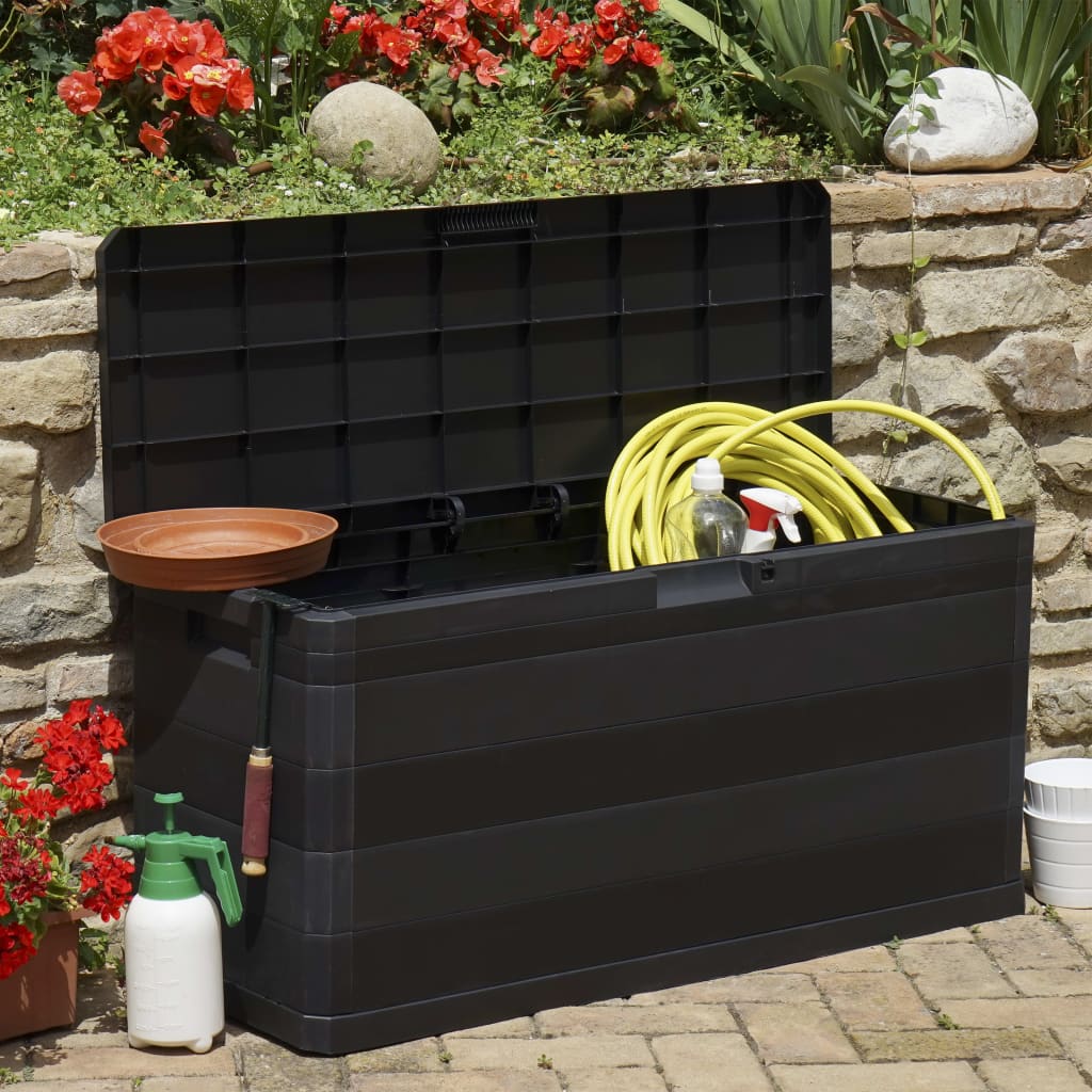 Garden Storage Box Black 117x45x56 cm