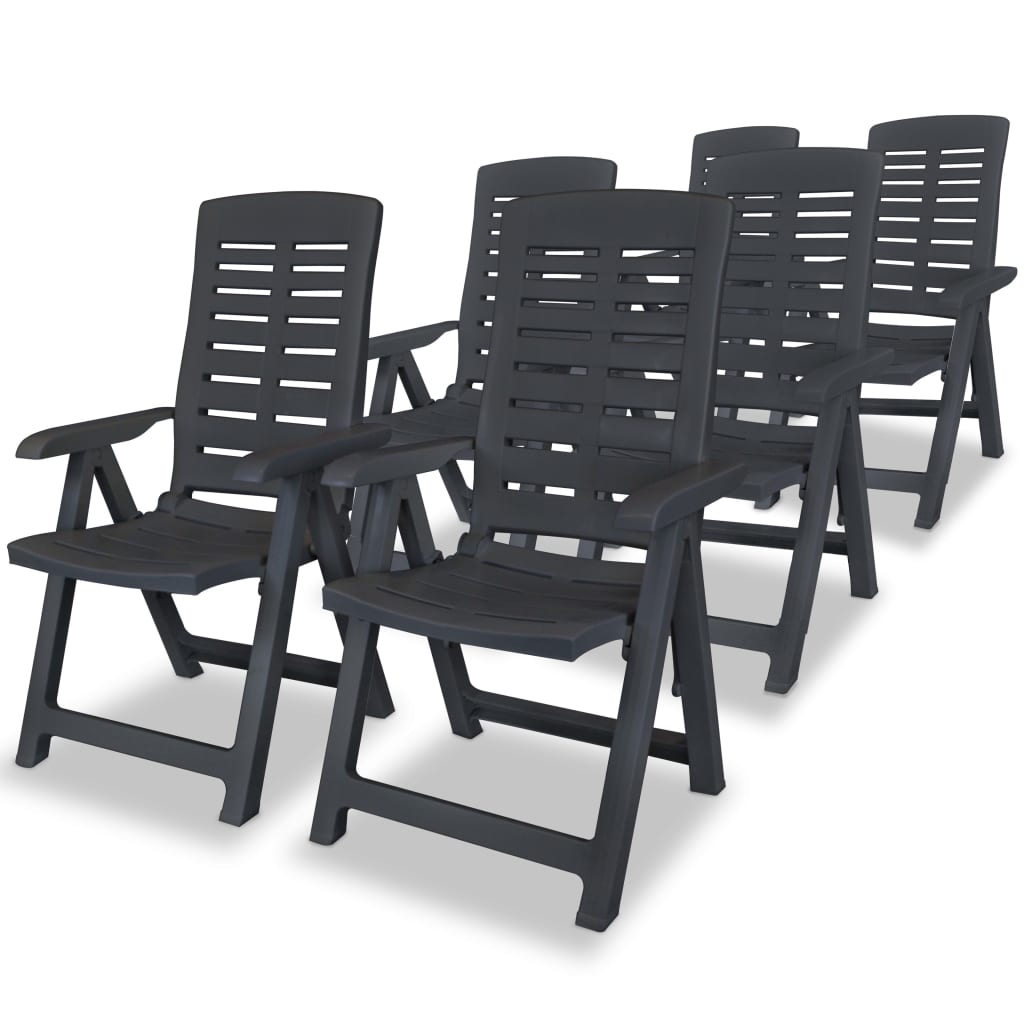 7 Piece Outdoor Dining Set Plastic Anthracite