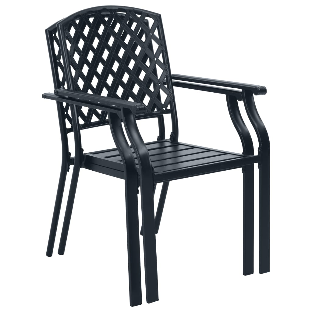 Stackable Outdoor Chairs 2 pcs Steel Black