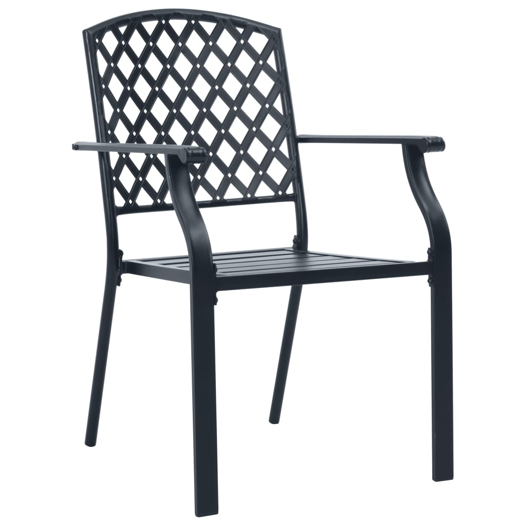 Stackable Outdoor Chairs 2 pcs Steel Black