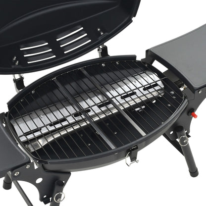 Portable Gas BBQ Grill with Cooking Zone Black