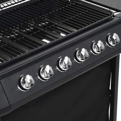 Gas BBQ Grill with 6 Cooking Zones Steel Black