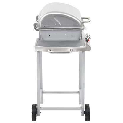 Gas BBQ Grill with 2 Cooking Zones Silver Stainless Steel