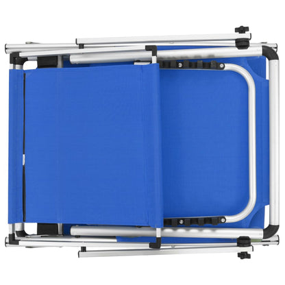 Folding Sun Lounger with Roof Aluminium and Textilene Blue