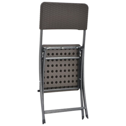 Folding Garden Chairs 4 pcs HDPE and Steel Brown