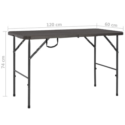 Folding Garden Table Brown 120x60x74 cm HDPE Rattan Look