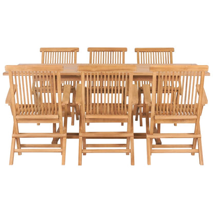 7 Piece Outdoor Dining Set 150-200x100x75 cm Solid Teak Wood