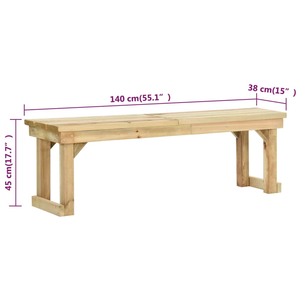 Garden Bench 140 cm Impregnated Pinewood