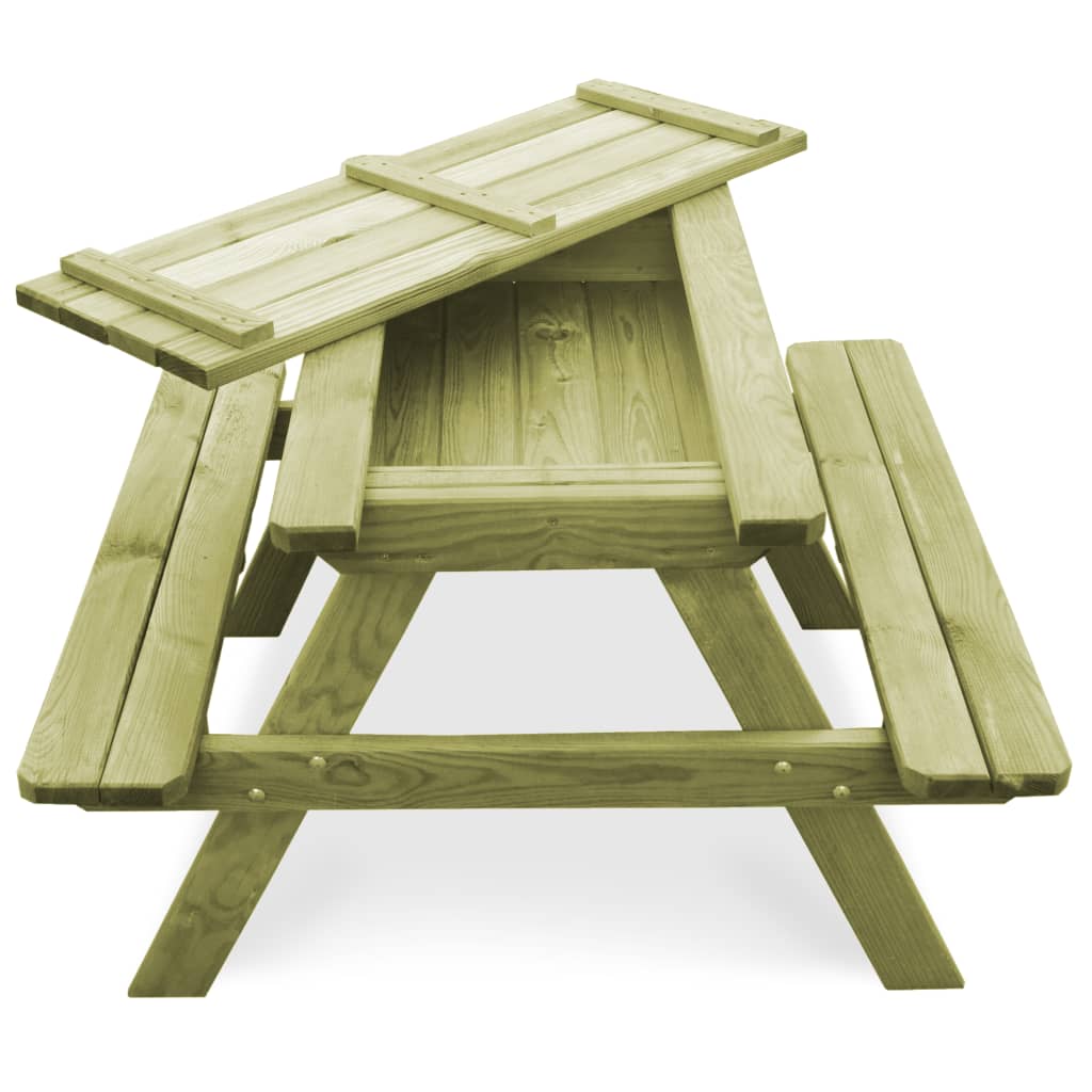 Children's Picnic Table with Benches 90x90x58 cm Impregnated Pinewood