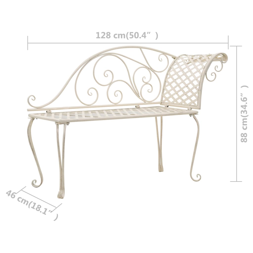 Garden Chaise Lounge 128 cm Metal Antique White