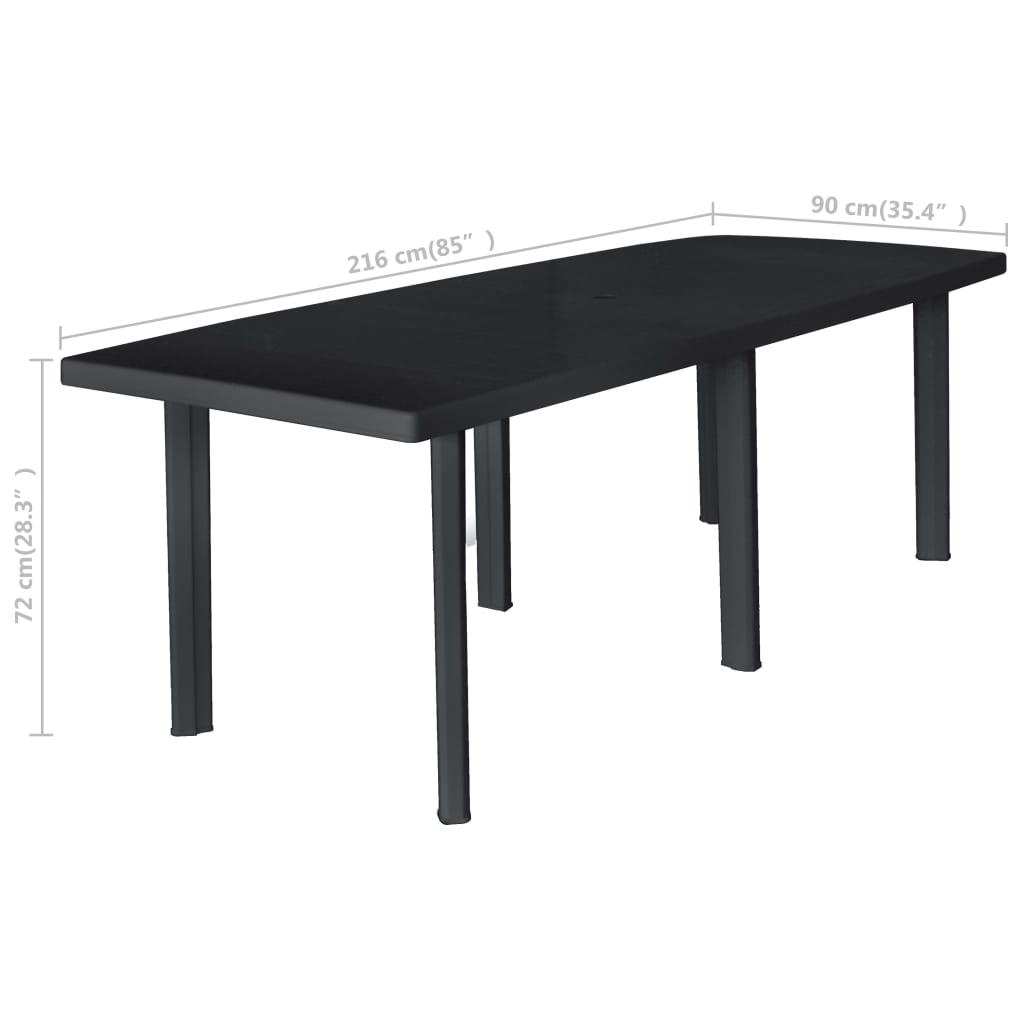 Garden Table Anthracite 216x90x72 cm Plastic