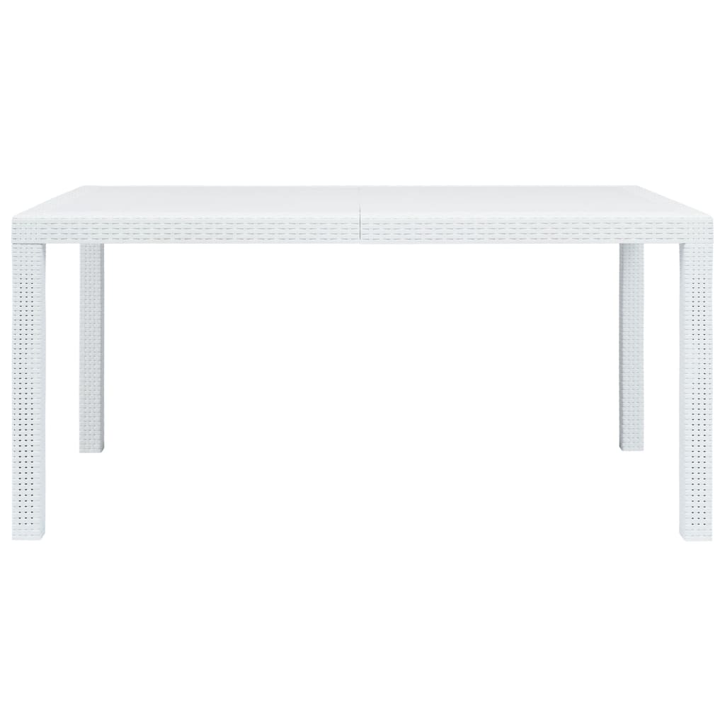 Garden Table White 150x90x72 cm Plastic Rattan Look