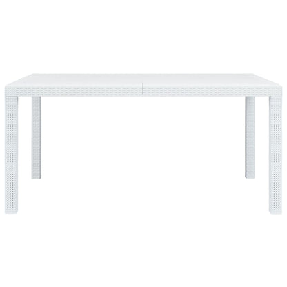 Garden Table White 150x90x72 cm Plastic Rattan Look