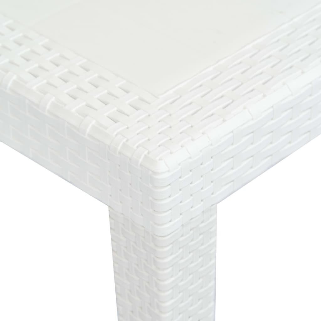 Garden Table White 150x90x72 cm Plastic Rattan Look